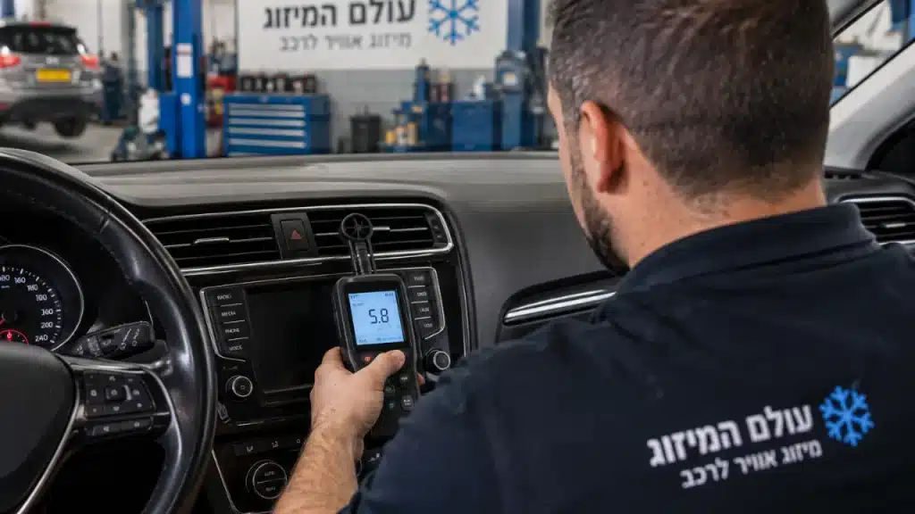 בדיקת מיזוג לרכב במוסך-optimized